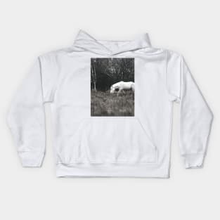 White Horse in Forest Kids Hoodie